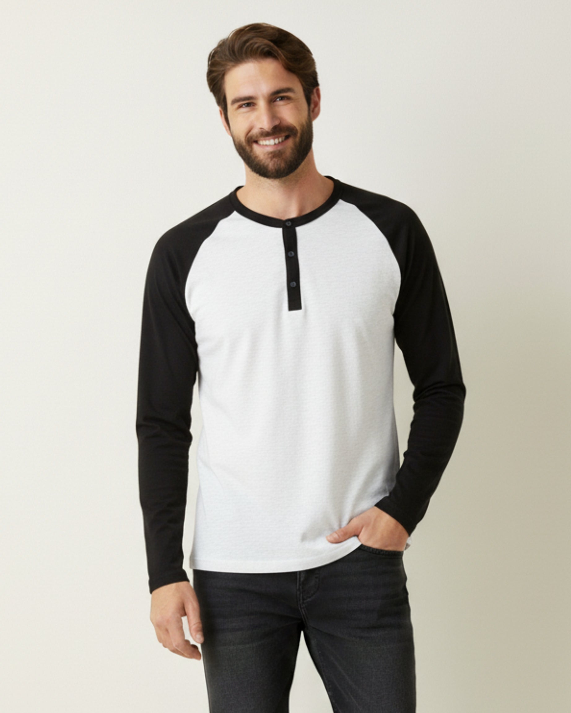 Grey & Black Full Sleeve Tee – Men’s Cotton Long‑Sleeve Crew Neck