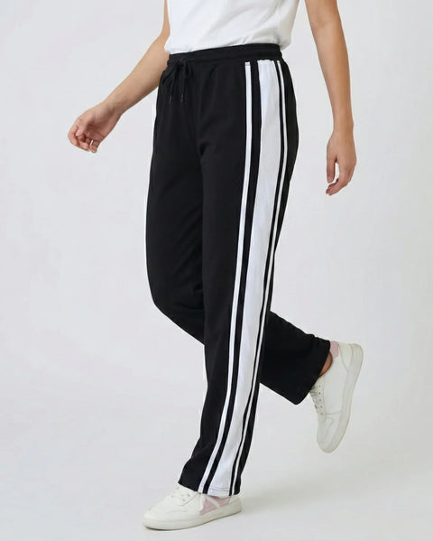 Black Slim Fit Trouser with White Stripes - Street Dope
