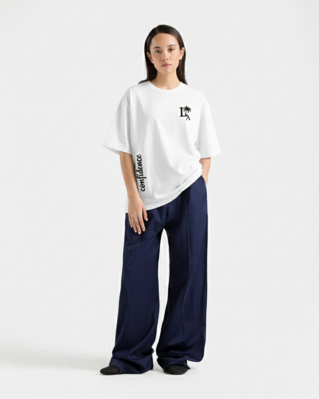 White Drop Shoulder Tee