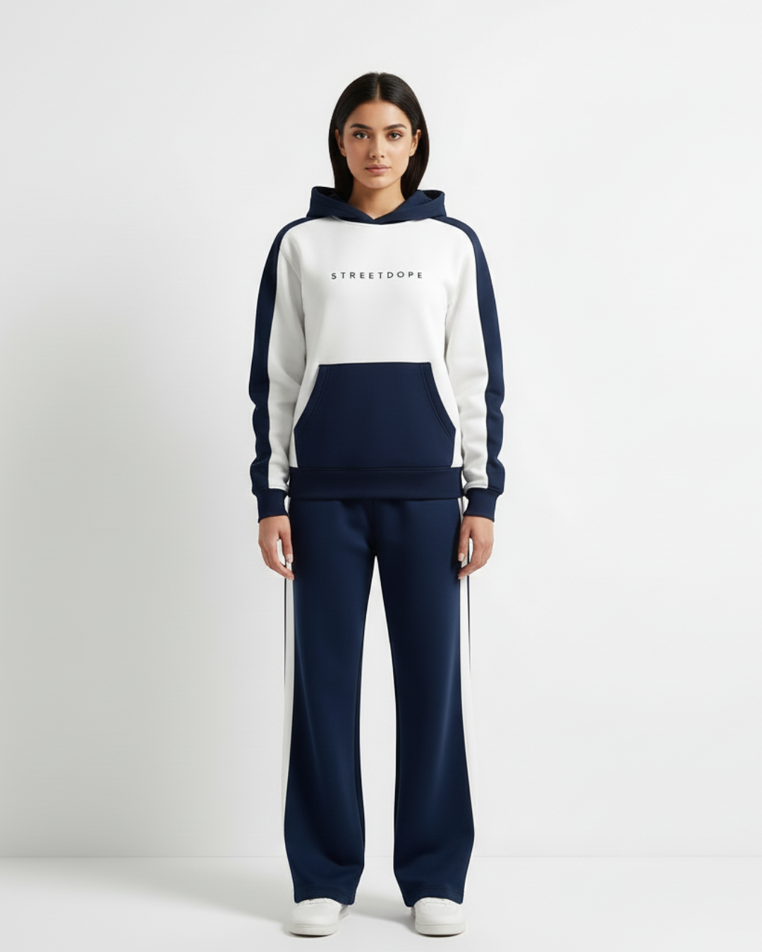 Navy & Off-White Contrast Tracksuit