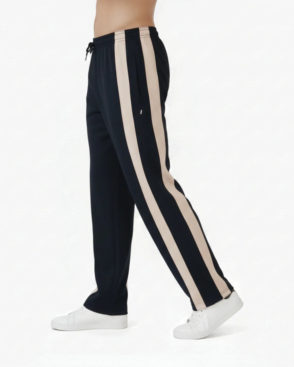 Black Baggy Trouser With Brown Strips - Street Dope