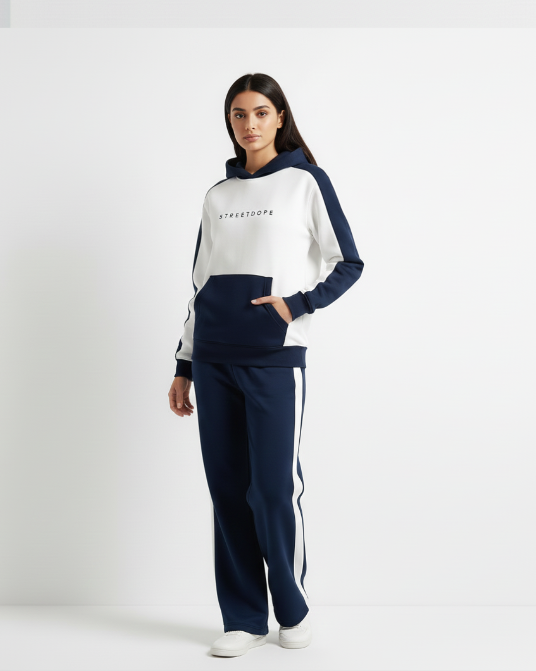 Navy & Off-White Contrast Tracksuit