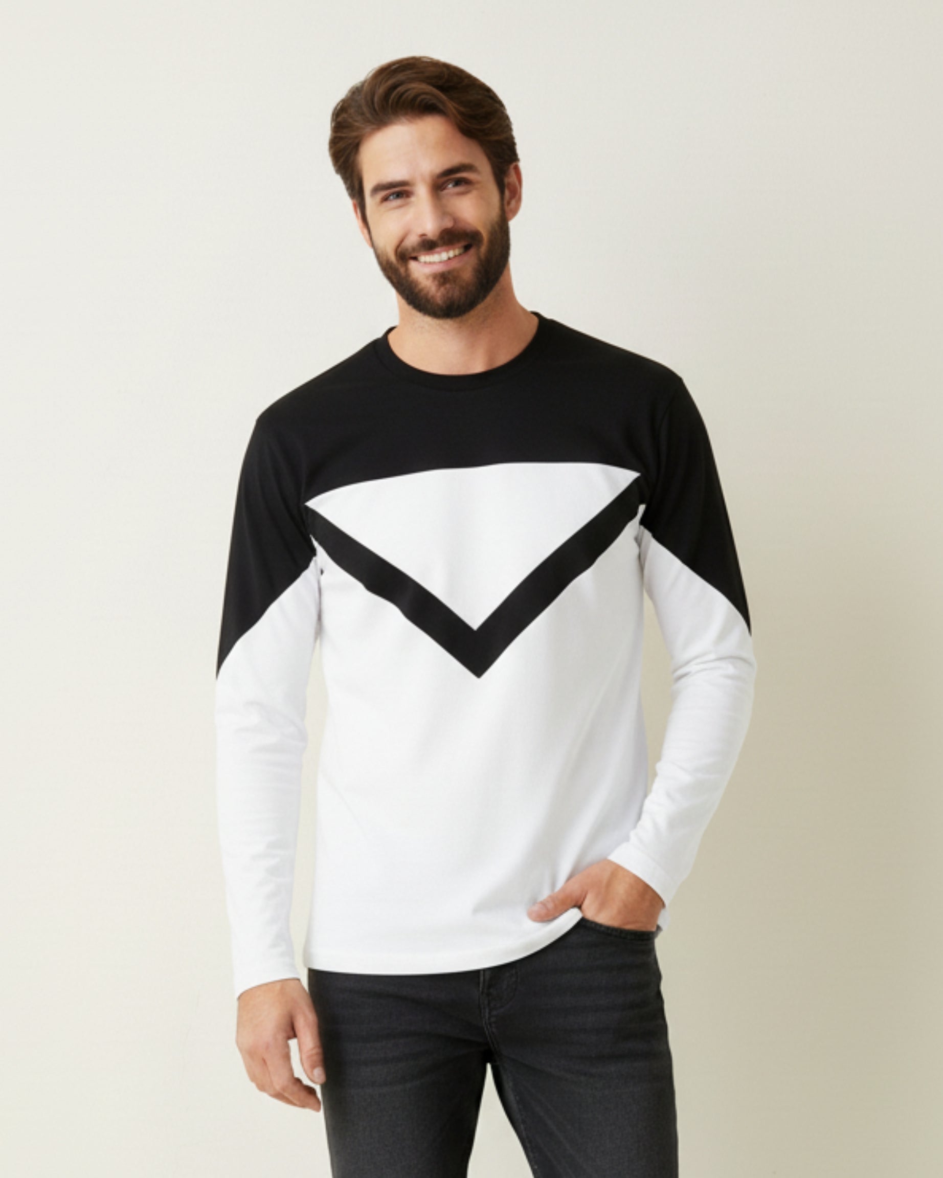 White Full Sleeve Cotton Tee – Men’s Classic Long‑Sleeve Crew Neck Shirt