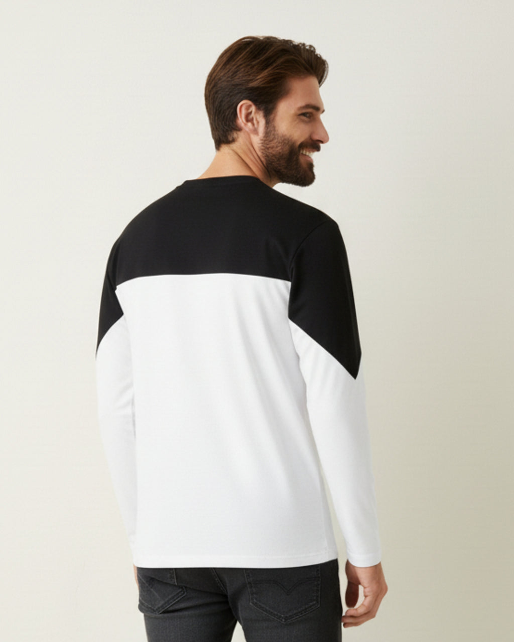 White Full Sleeve Cotton Tee – Men’s Classic Long‑Sleeve Crew Neck Shirt