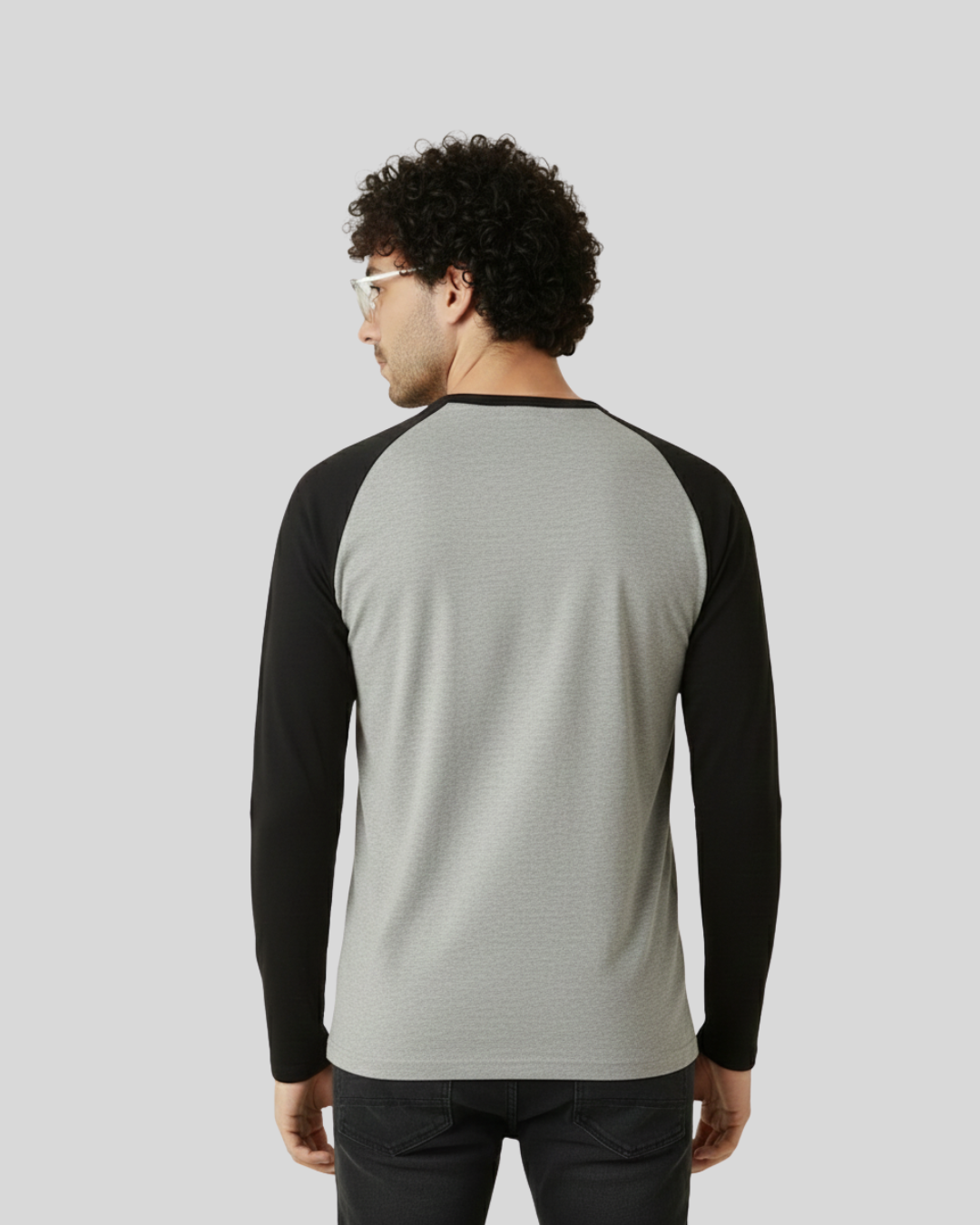 Grey & Black Full Sleeve Tee – Men’s Cotton Long‑Sleeve Crew Neck