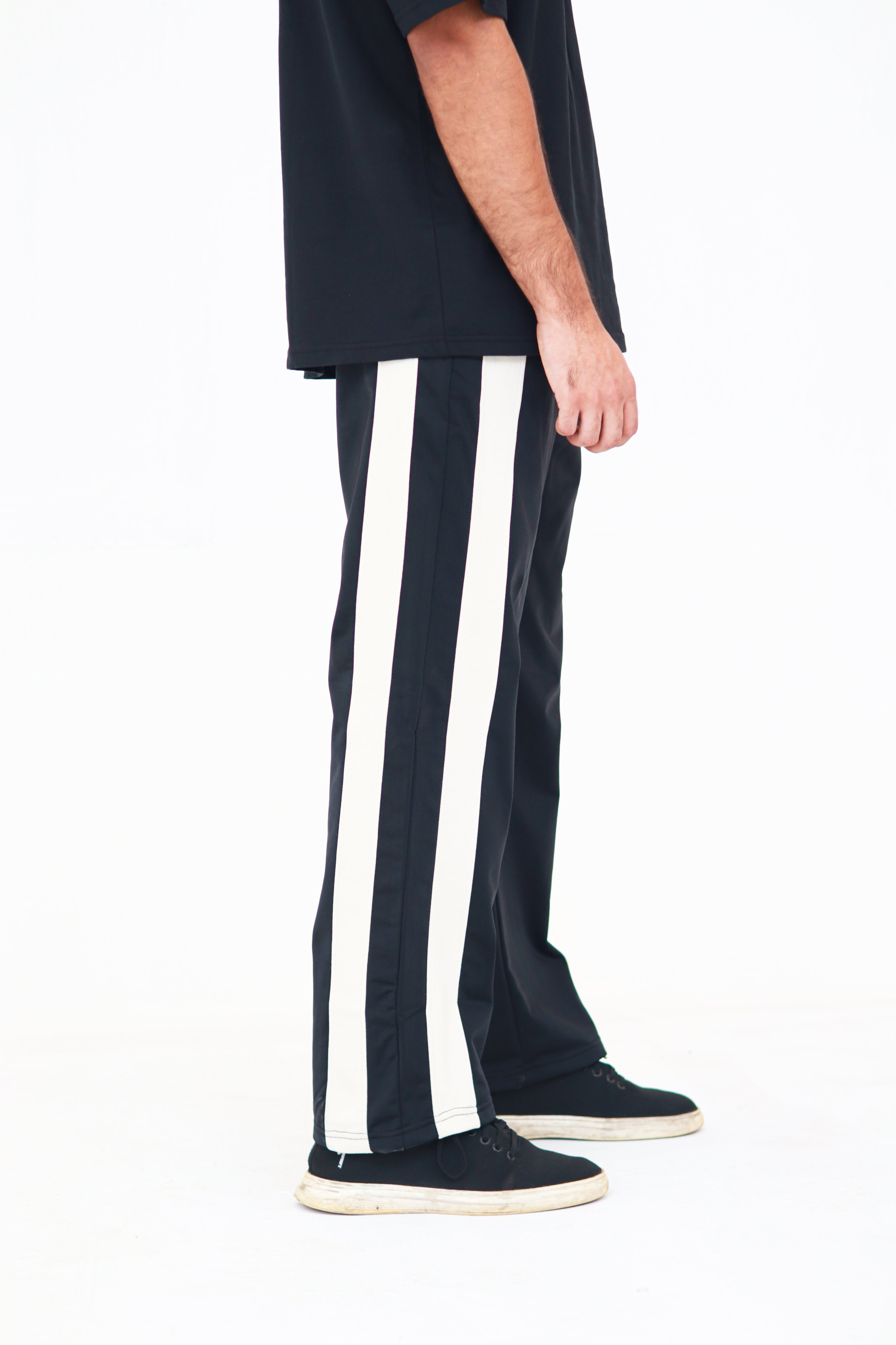 Black baggy Trouser With Skin Strips