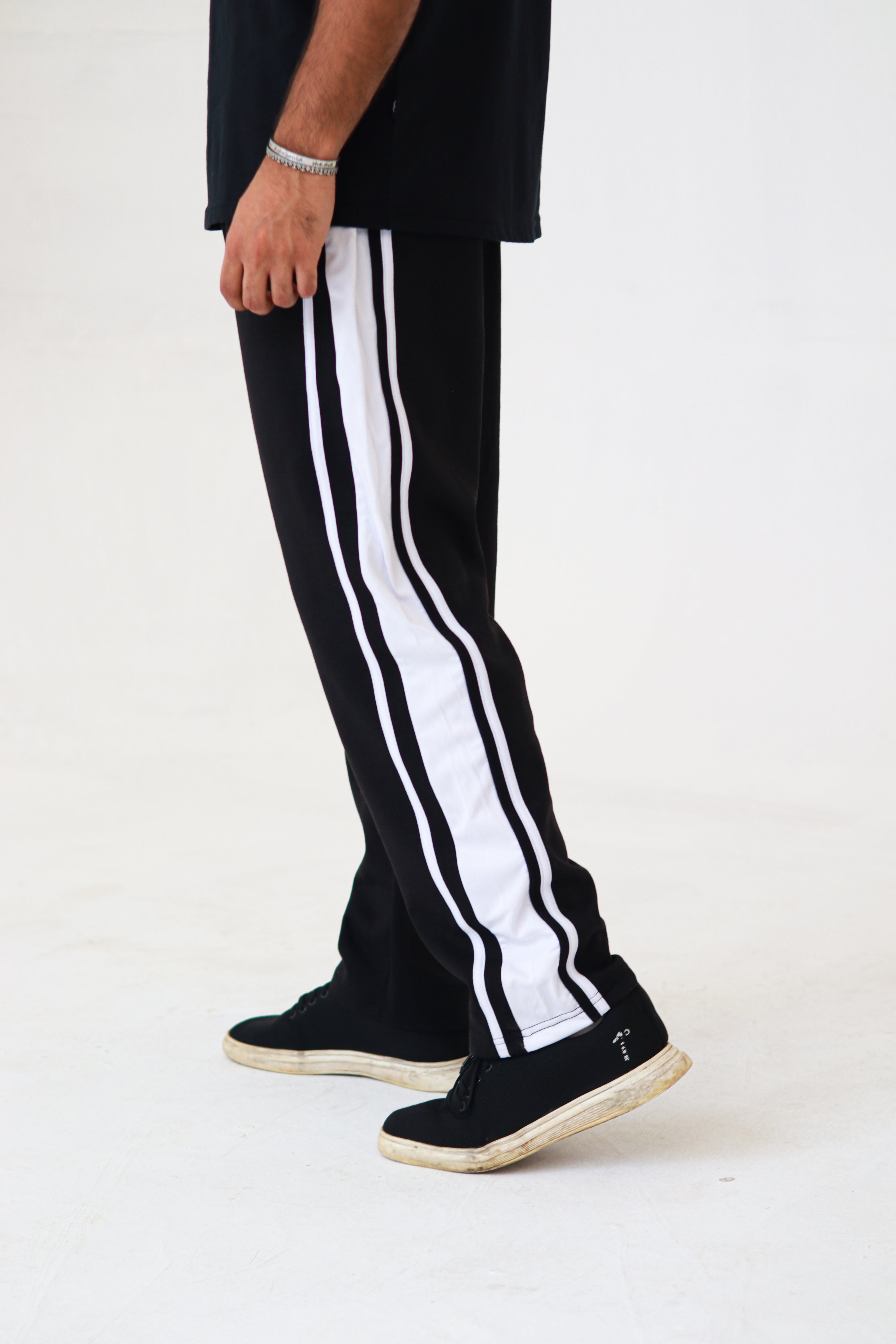 Black Slim Fit Trouser with White Stripes