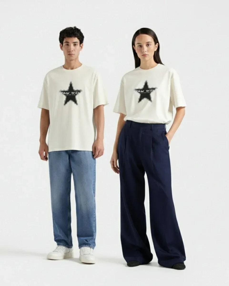 Beige Drop Shoulder Tee - Street Dope