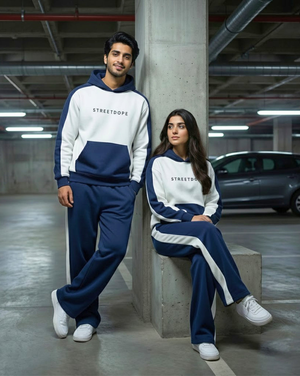 Navy & Off-White Contrast Tracksuit